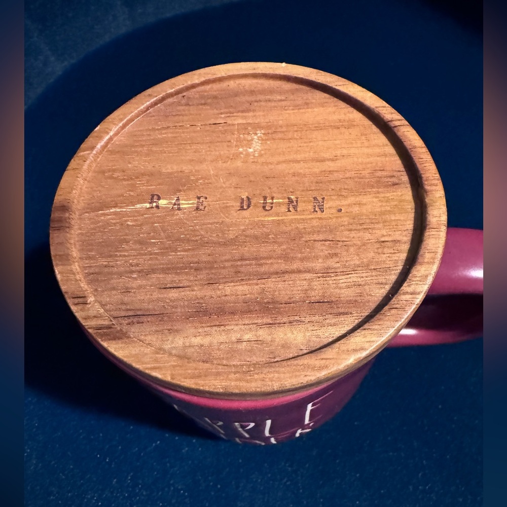 Rae Dunn Apple Cider Mug with Wooden Lid 18 oz XL Plum Color - Picture 5 of 6